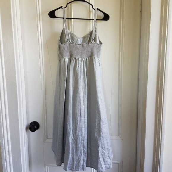 Tommy Bahama Sun Dress~Hi-Lo Midi~Shimmer Silver-Gray Linen~Elastic Fit~M NEW - Picture 4 of 6
